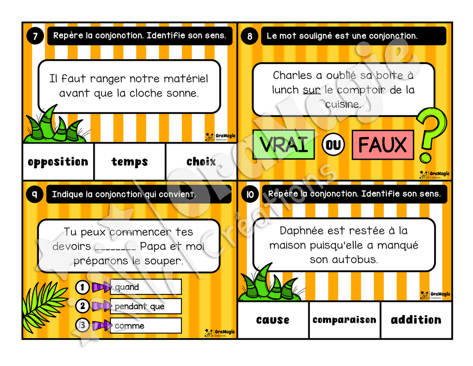 Cartes à tâches - Pro de la conjonction
