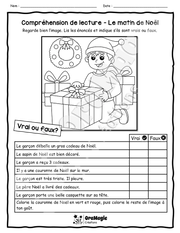 Compréhension de lecture Noël - 1re année - VRAI OU FAUX - Le matin de Noël - 2$.pdf