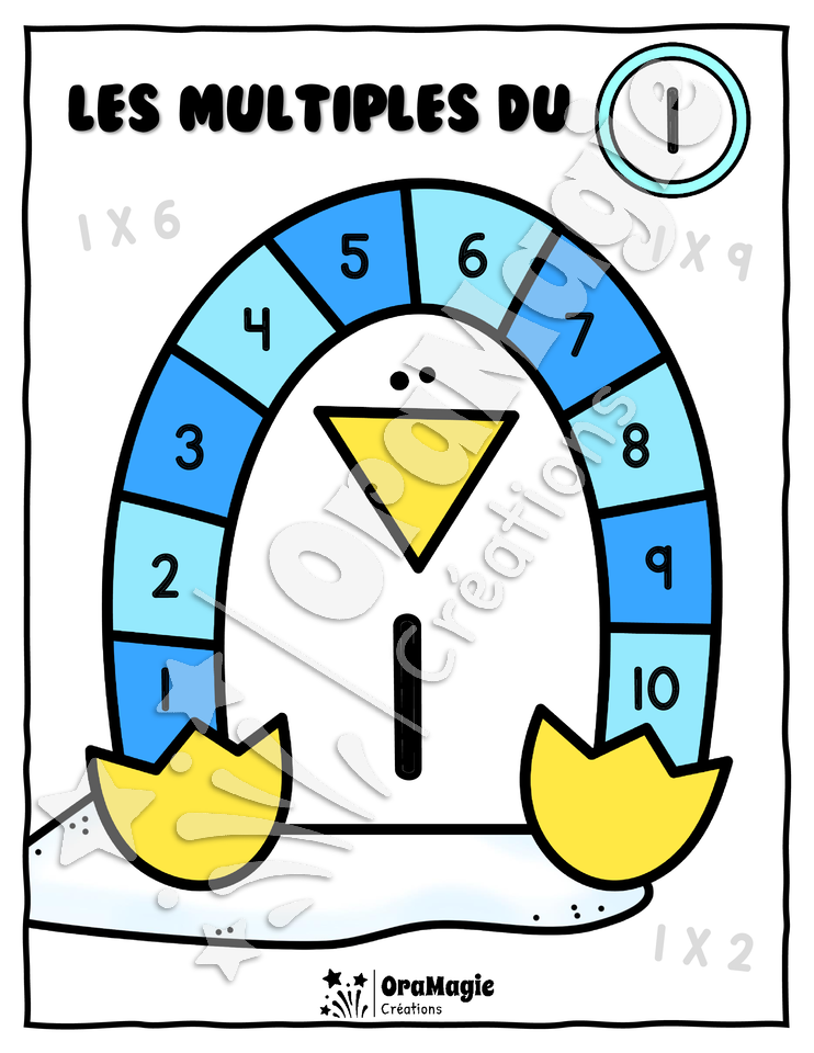 Affiches pingouins des multiples 1 à 10 - Avec fiche vierge repro NB - 2e et 3e cycle - 4$.pdf