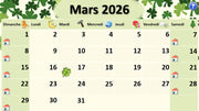 Calendrier - Mars 2026