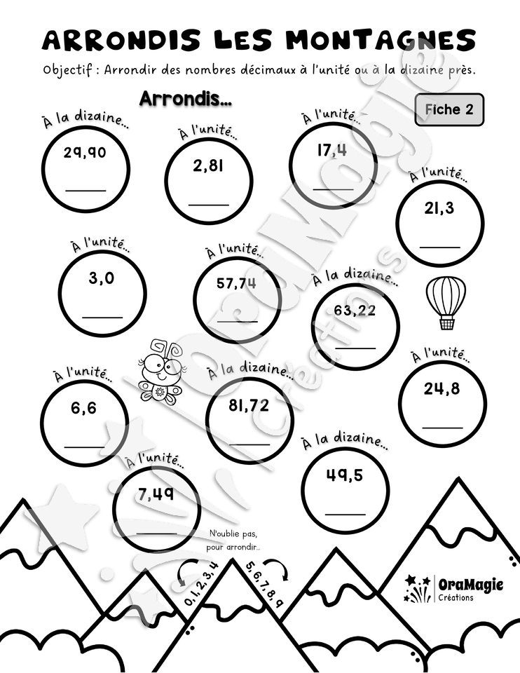 Arrondis les montagnes - Fiches repro