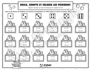 Roule, compte et colorie les poissons - Additions 0-10 - Rééducation math, 1re année.pdf