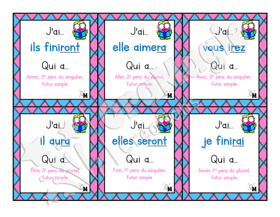 J'ai... qui a - Verbes futur simple avoir, être, aller, finir, aimer