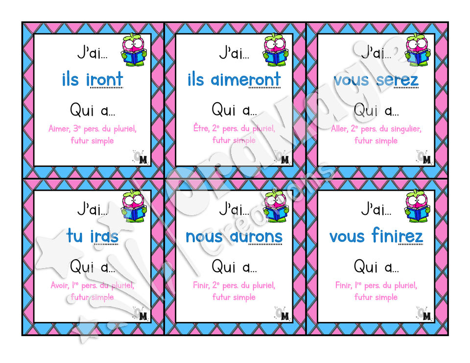 J'ai... qui a - Verbes futur simple avoir, être, aller, finir, aimer