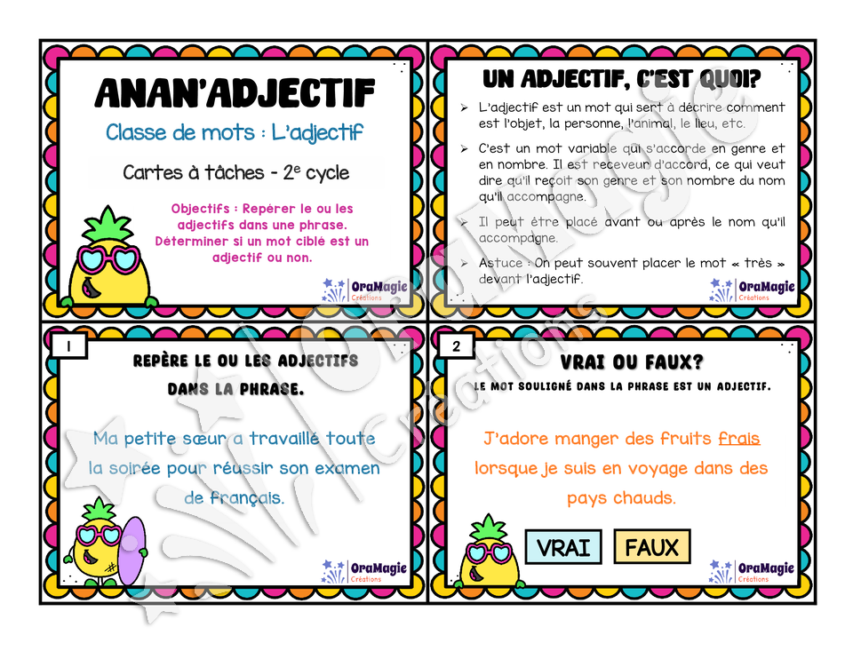 Cartes à tâches - Anan'Adjectif - L'adjectif - 3e et 4e année.pdf