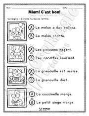 Compréhension de lecture - Trouve la bonne phrase - Miam! C'est bon! - 1re année.pdf