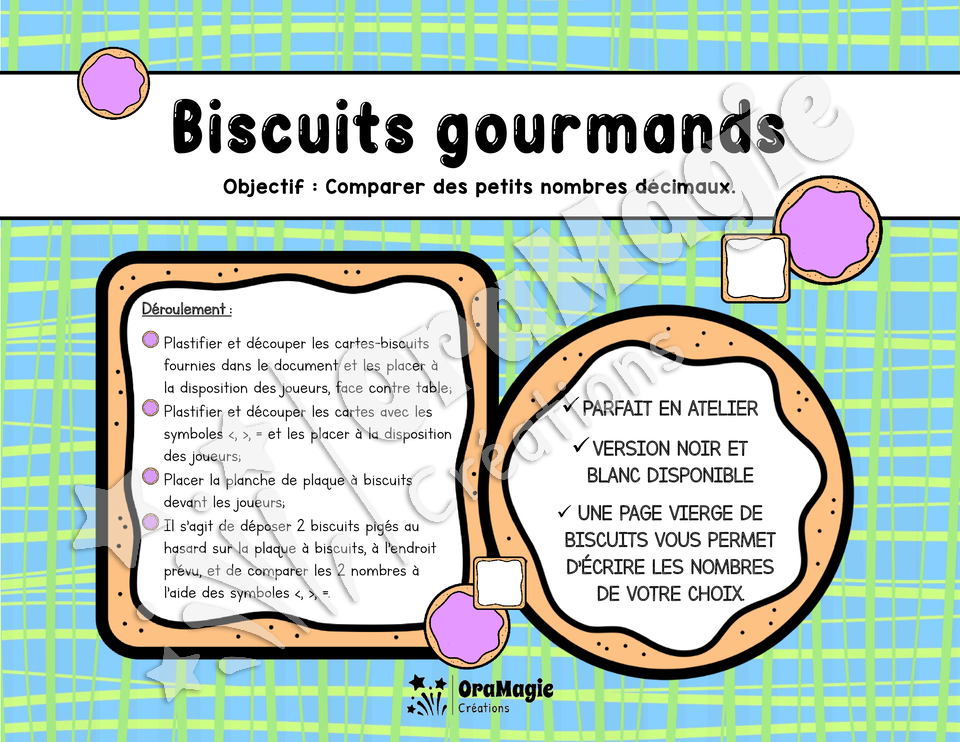 Biscuits gourmands - Comparaison de petits nombres décimaux - 3e année - 3$.pdf