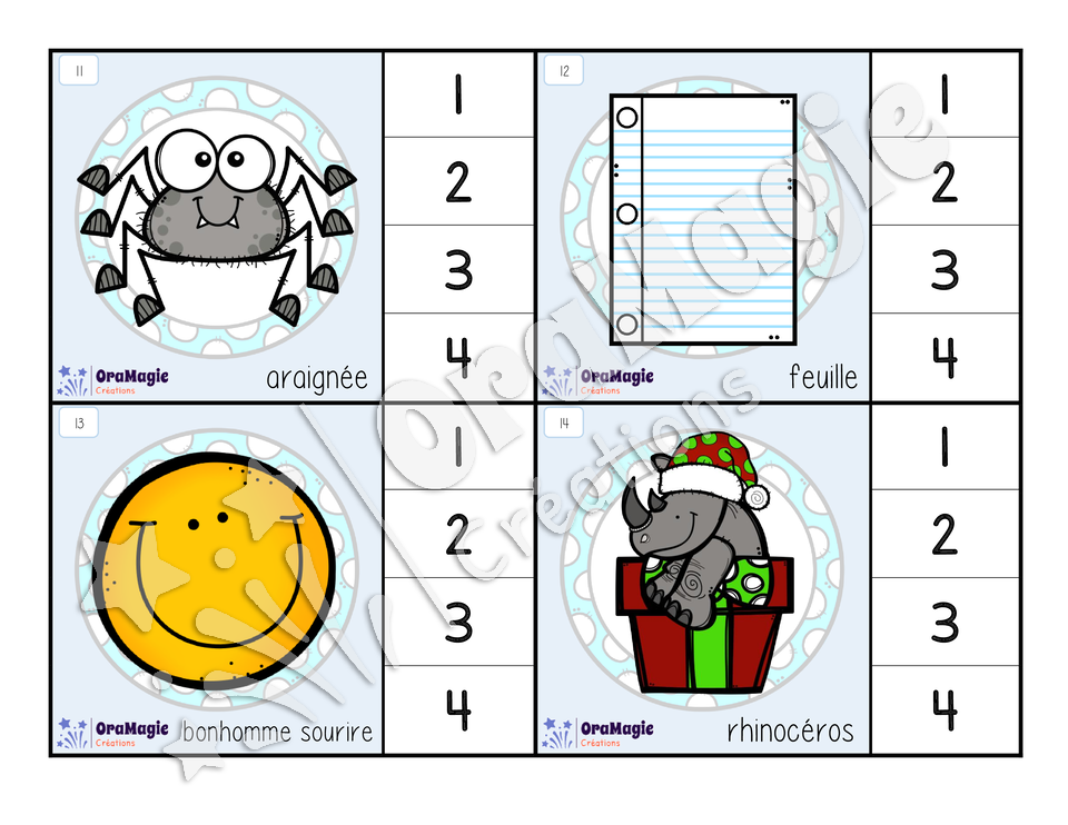 Cartes à tâches - Segmentation syllabique