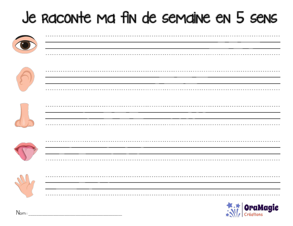Je raconte ma fin de semaine en 5 sens