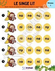 Le singe lit - Décodage syllabes et mots, langage écrit, 1re année.pdf