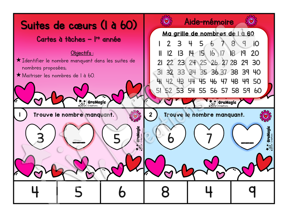 Cartes à tâches - Suites de coeurs - 1re année - 5$.pdf