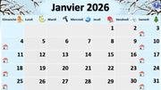 Calendrier - Janvier 2026