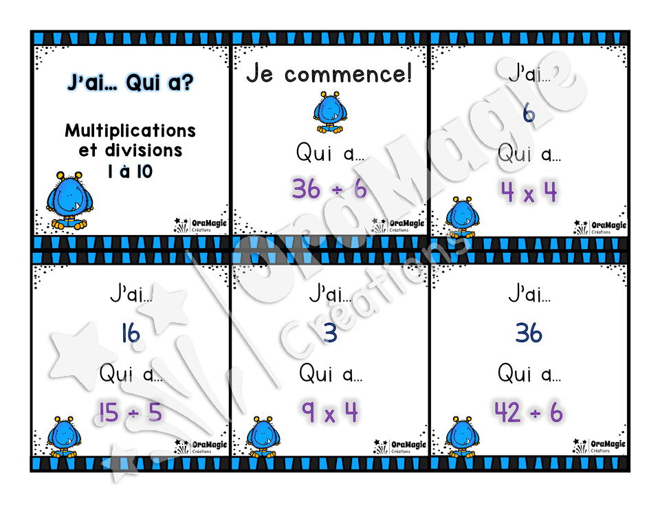 J_ai... qui a - Multiplications et divisions 1 à 10 - 4e année.pdf