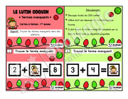 Cartes à tâches - Noël - Le lutin coquin - Terme manquant - 1re année - Mathématiques.pdf