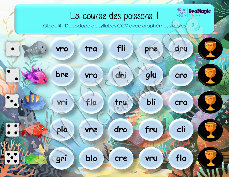 La course des poissons - Décodage syllabes CCV