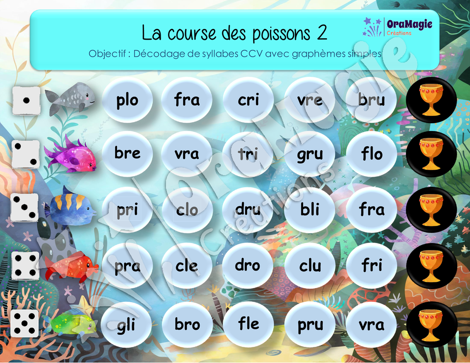 La course des poissons - Décodage syllabes CCV