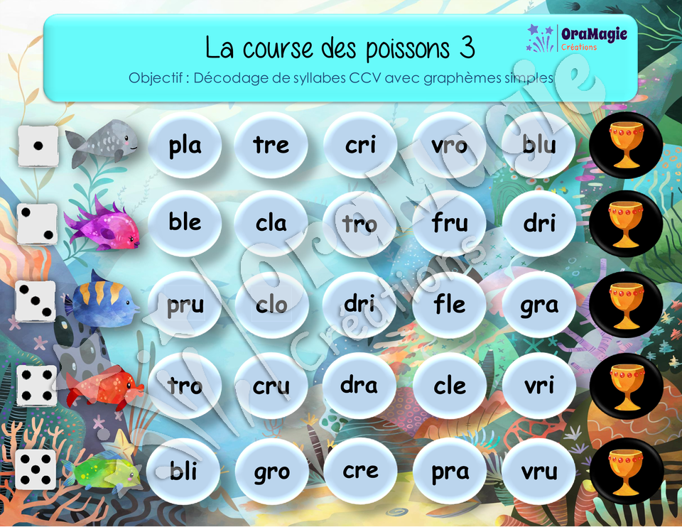 La course des poissons - Décodage syllabes CCV