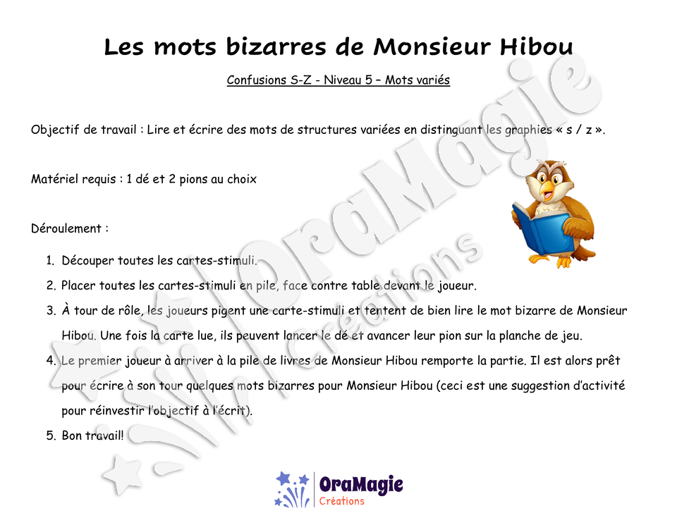 Confusions S-Z - Niveau 5 - Les mots bizarres de Monsieur Hibou.pdf