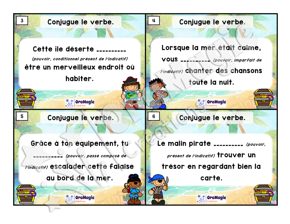 Cartes à tâches - Expert de la conjugaison - pouvoir