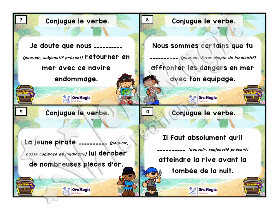 Cartes à tâches - Expert de la conjugaison - pouvoir
