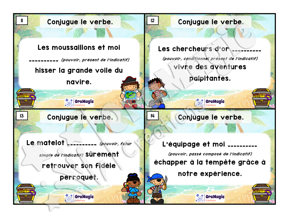 Cartes à tâches - Expert de la conjugaison - pouvoir