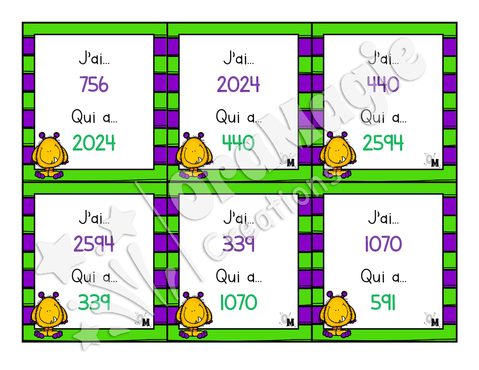 J'ai... qui a - Nombres 300 à 3000