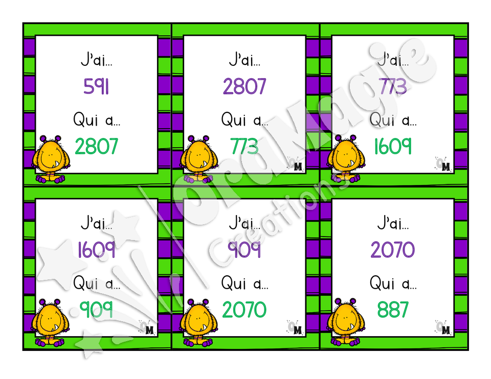 J'ai... qui a - Nombres 300 à 3000