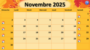 PPT - Calendrier Novembre 2025 - Préscolaire 1re année - 5$ - Lecture seule.pptx
