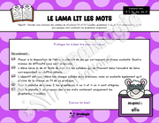 Le lama lit des mots - Décodage syllabes simples CV et VC - 1re année et langage écrit - voyelles, l, m, ou, on.pdf