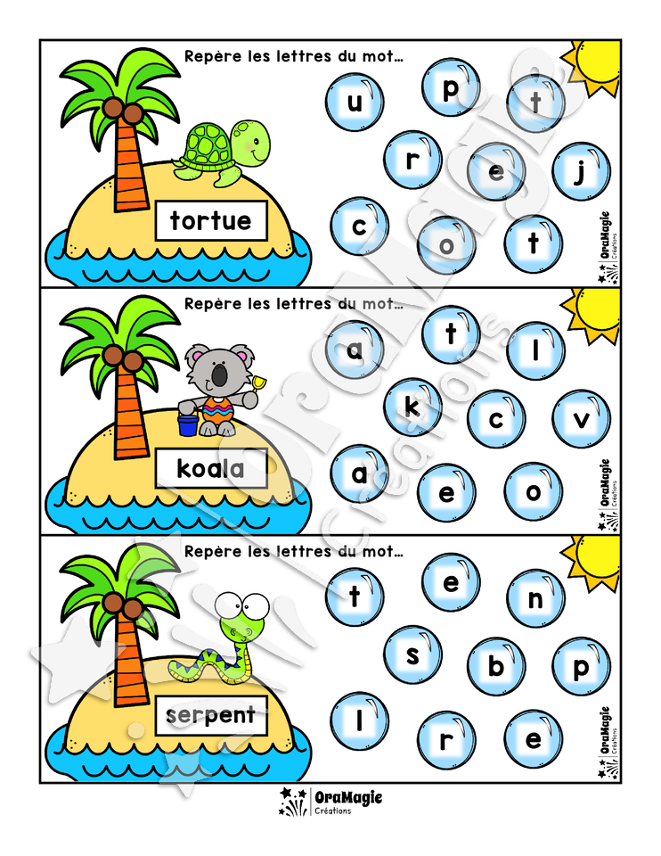Repère les lettres sous les tropiques - Atelier alphabet
