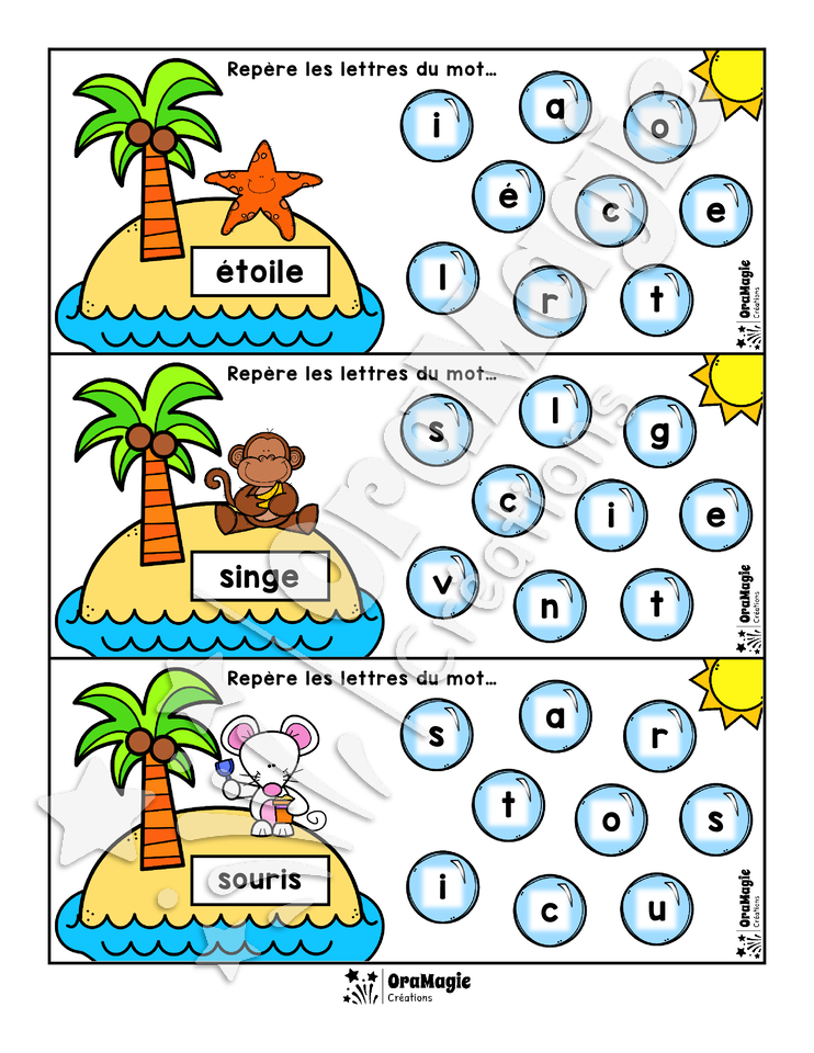Repère les lettres sous les tropiques - Atelier alphabet