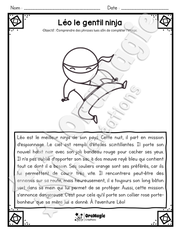 Compréhension de lecture - Lis et colorie - Léo le gentil ninja - 2e année.pdf