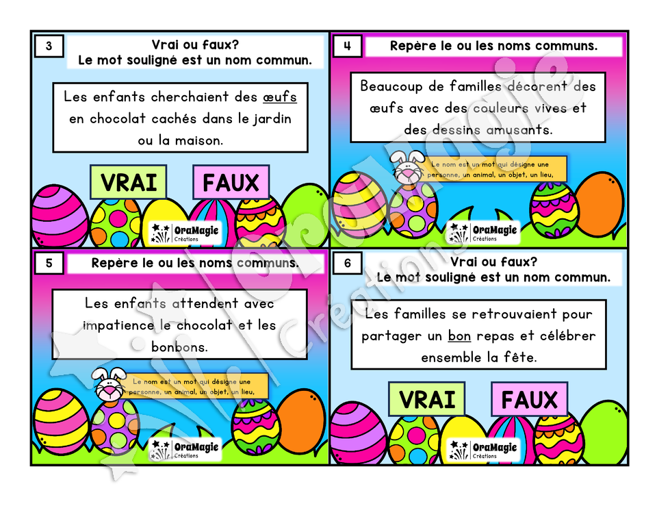 Cartes à tâches - Chasse aux noms - 3e année