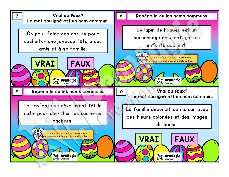 Cartes à tâches - Chasse aux noms - 3e année