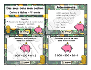 Cartes à tâches - Des sous dans mon cochon - Décomposition de nombres - 4e année - 6$.pdf