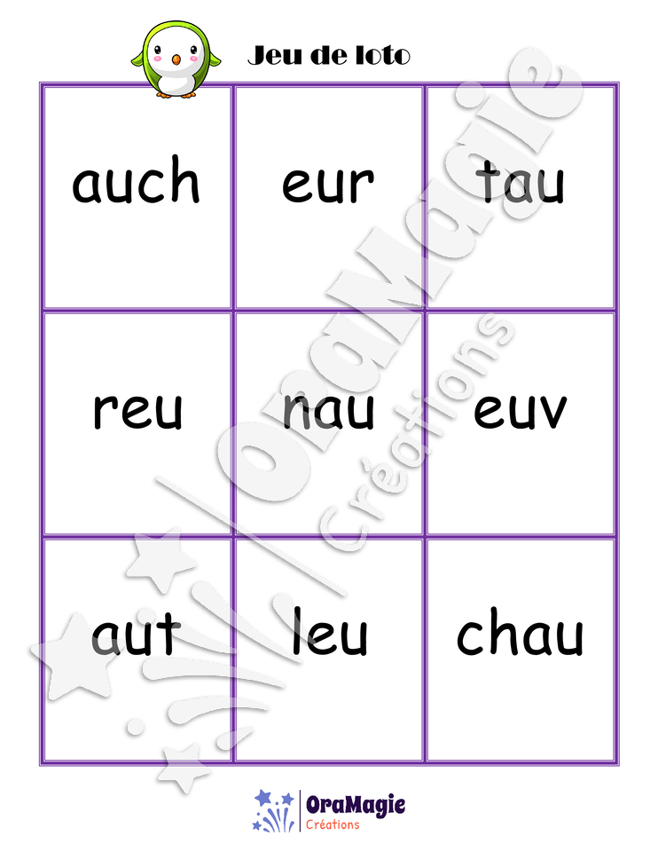 Confusions AU-EU - Niveau 1 - Jeu de loto
