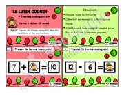 Cartes à tâches - Noël - Le lutin coquin - Terme manquant - 2e année - Mathématiques.pdf