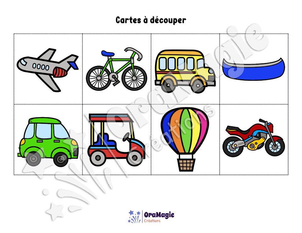 Loto des moyens de transport - Vocabulaire
