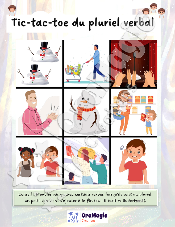 Tic-tac-toe du pluriel verbal