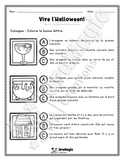 Compréhension de lecture - Trouve la bonne phrase - Vive l'Halloween - 2e année - 3$.pdf