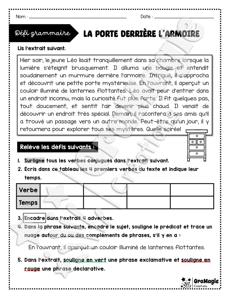 Défi grammaire - La porte derrière l'armoire - 5e et 6e année.pdf