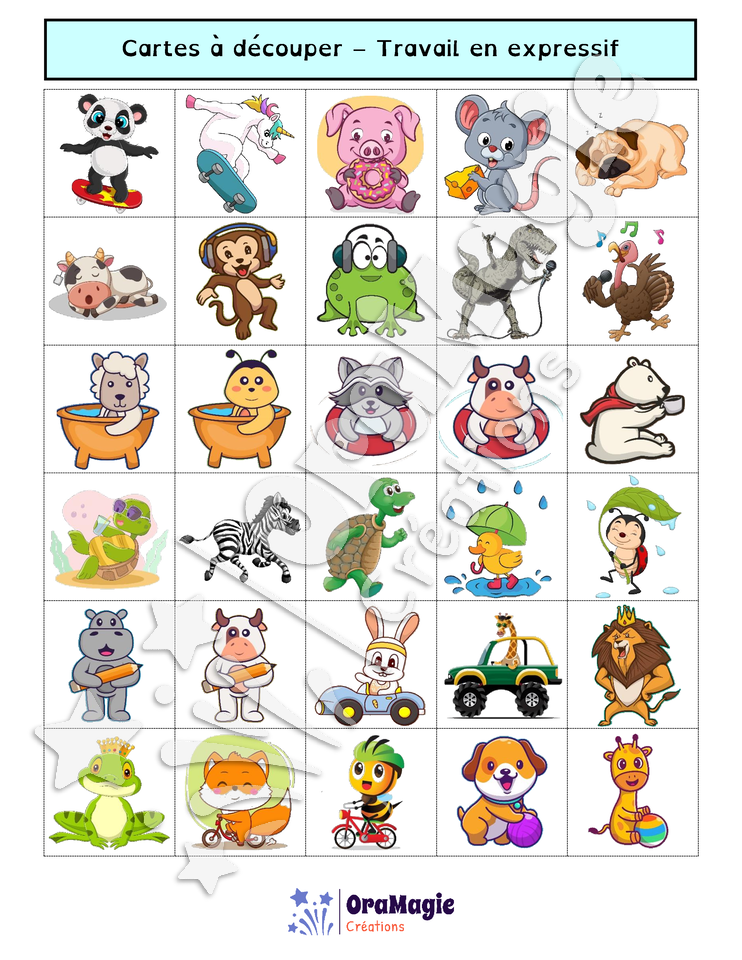 Bingo des pronoms il-elle - sujets animaux