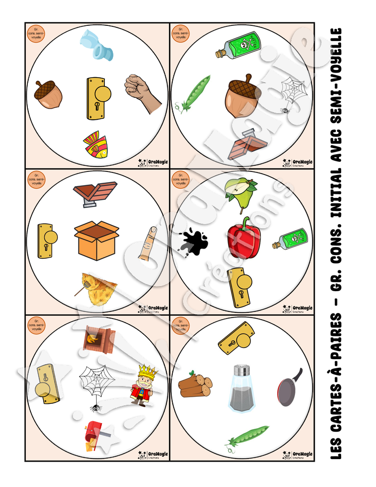 Les cartes-à-paires - Phonologie - gr. cons. initial avec semi-voyelle - w -