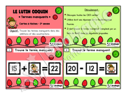 Cartes à tâches - Noël - Le lutin coquin - Terme manquant - 3e année - Mathématiques.pdf
