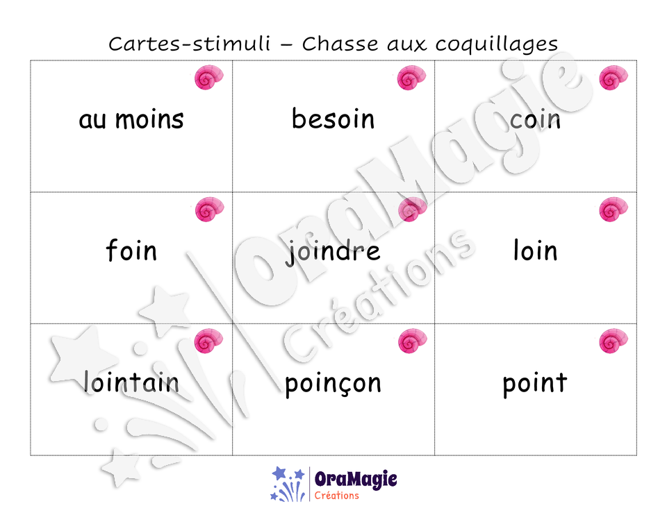 Confusions OIN-ION - Niveau 5 - Chasse au coquillages