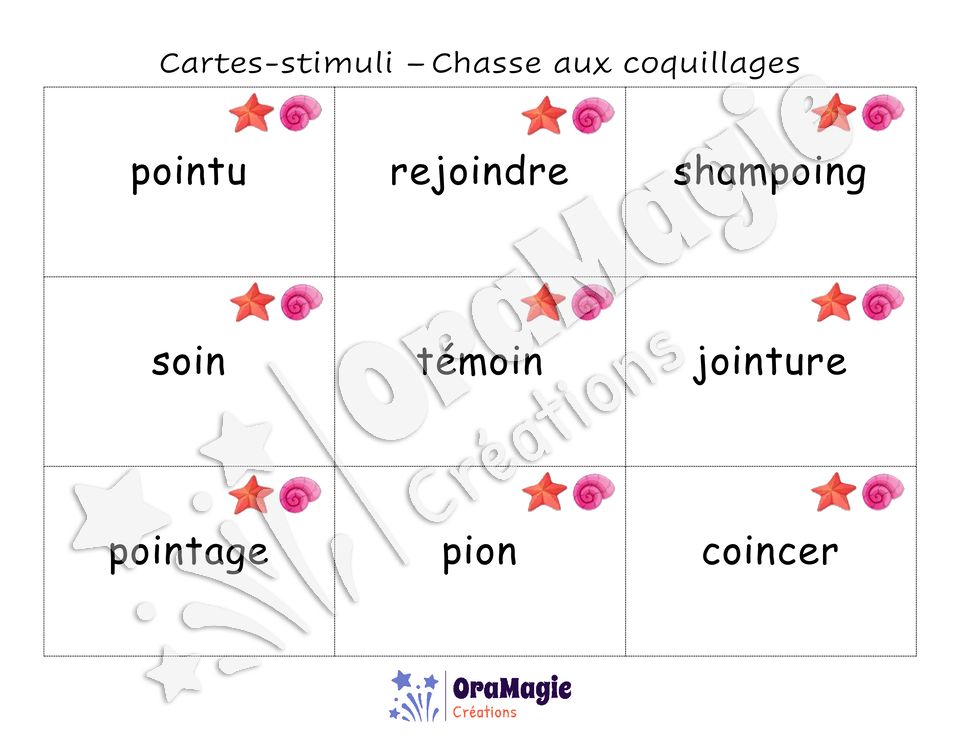 Confusions OIN-ION - Niveau 5 - Chasse au coquillages