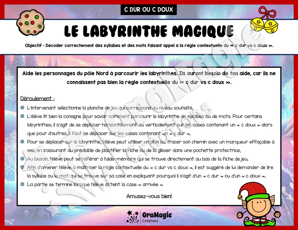 Le labyrinthe magique du c dur vs c doux - Thème Noël - Langage écrit - 4$.pdf