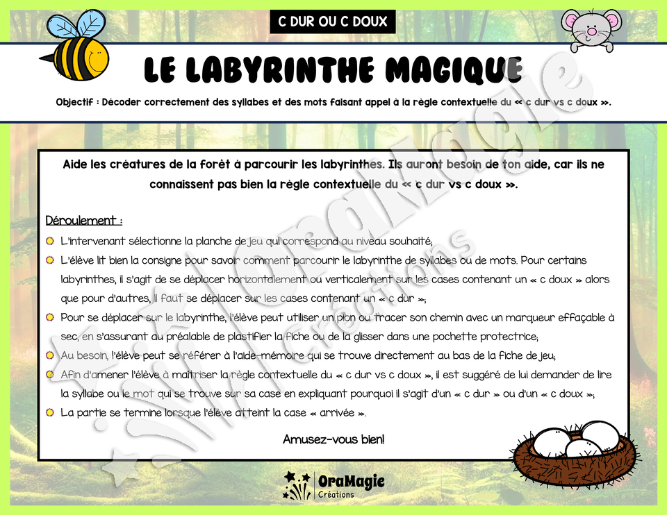 Le labyrinthe magique du c dur vs c doux - Thème été - Langage écrit.pdf