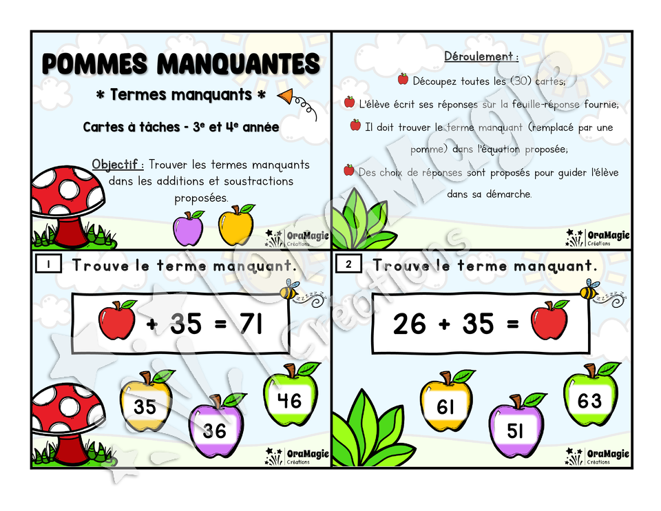 Cartes à tâches - Pommes manquantes - 3e-4e année - Mathématiques - 6$.pdf