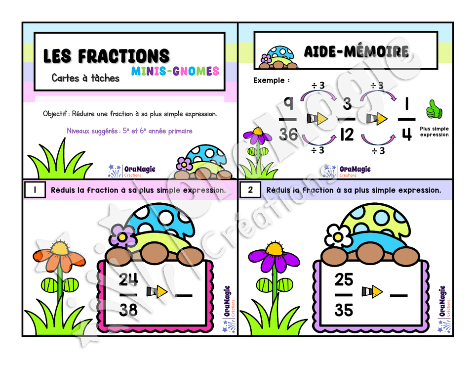 Cartes à tâches - Les fractions mini-gnomes - 5e et 6e année - 5$.pdf